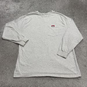 Ben Davis Heavy Cotton Long Sleeve T-Shirt Men Large Gray Crew Cotton Pocket Tee